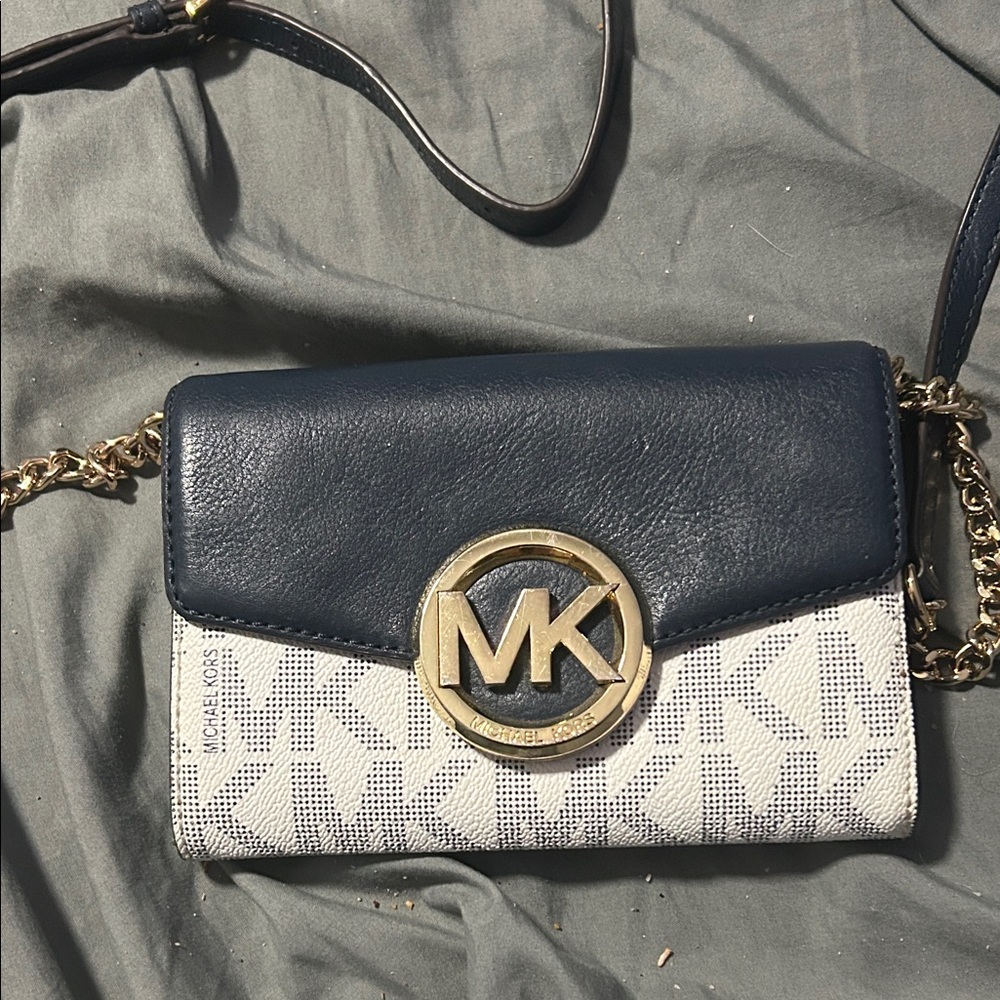 Michael Kors Navy and Cream Crossbody Bag